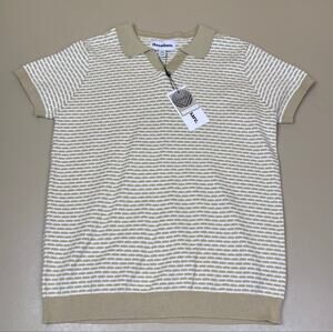 Threadbare Boys Textured Knit Polo Shirt Sand Cream 13-14 Years NWT